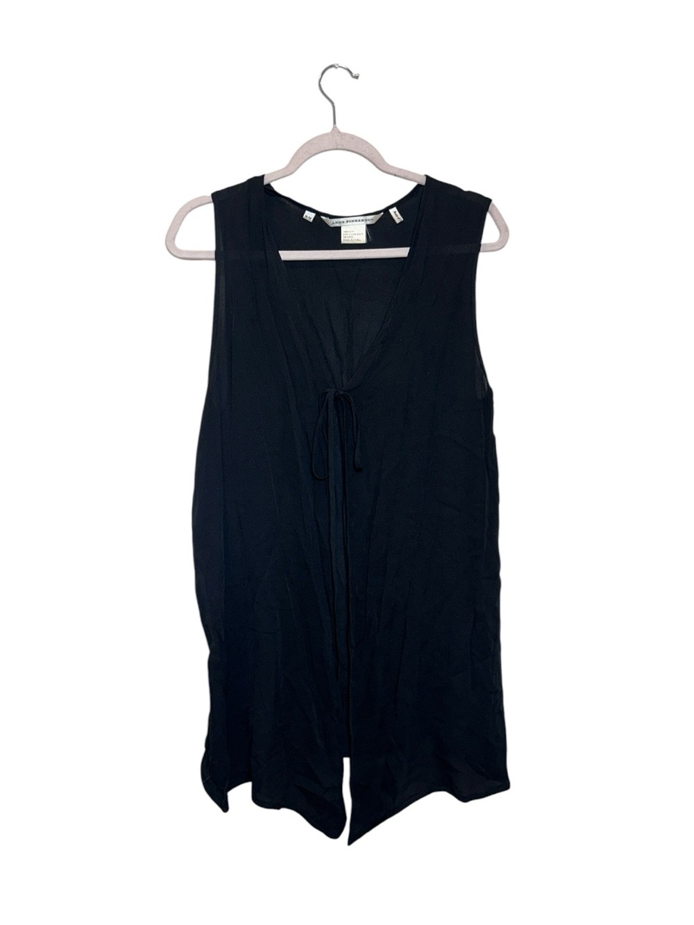 Sleeveless Black Tie-Front Blouse